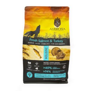 Pienso Ambrosia Senior Salmón fresco y Pavo. 1,5kg y 5kg