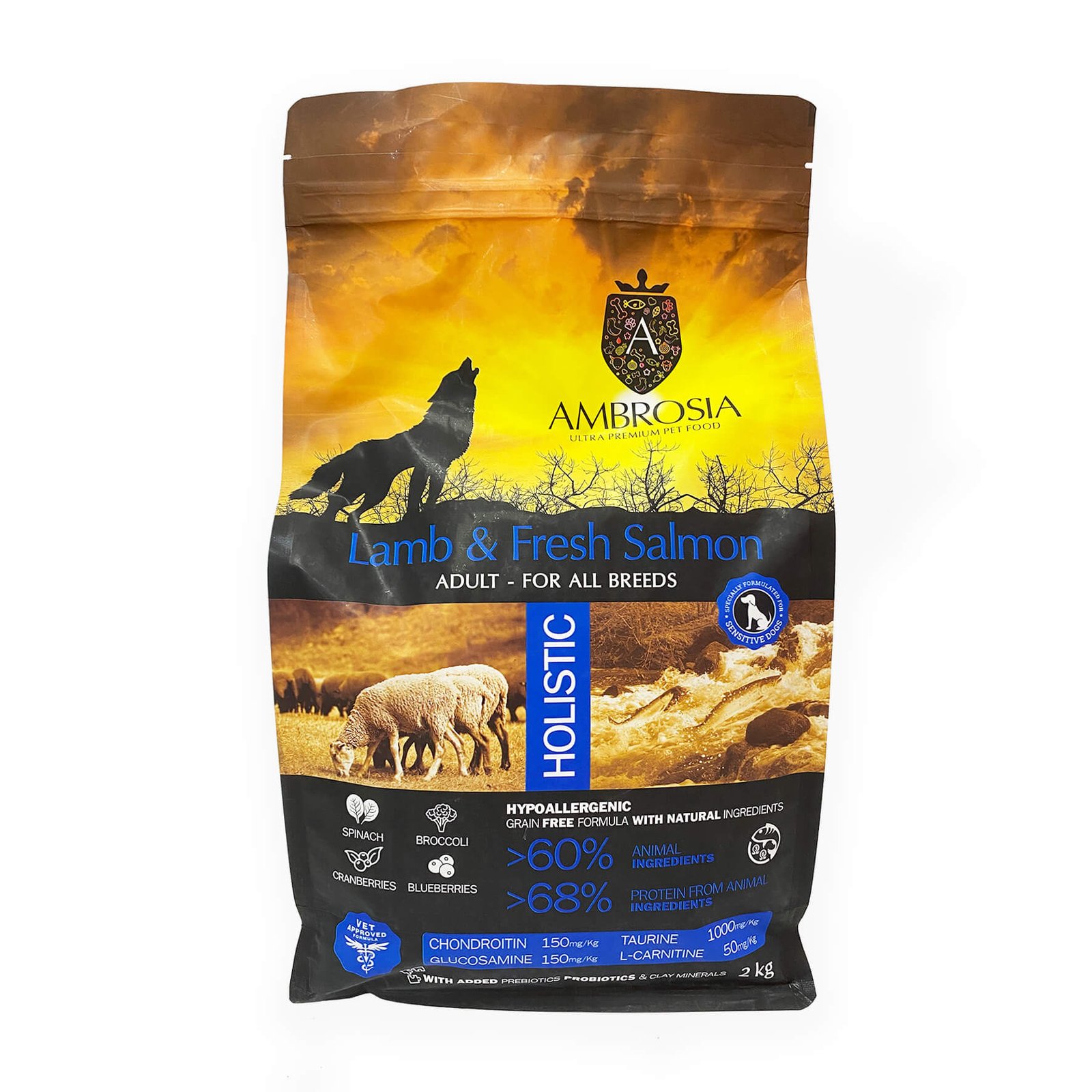 Pienso Ambrosia Cordero y Salmón fresco. 2kg