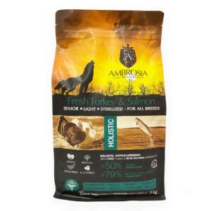 Pienso Ambrosia Senior Light ESTERILIZADO Pavo fresco y Salmón. 2kg