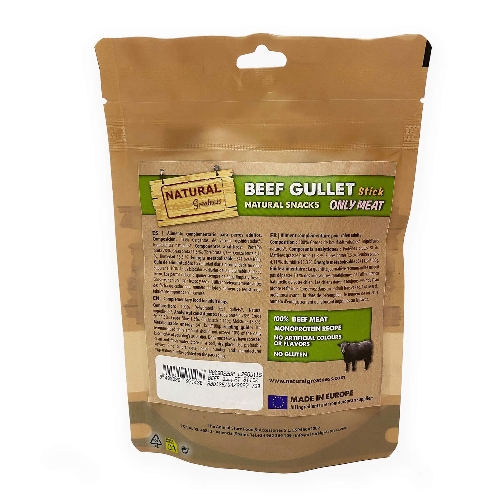 Natural Greatness Snacks. Esófago de Ternera. 70g - Imagen 2