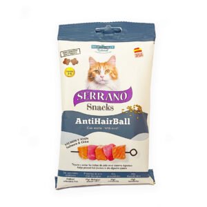 Serrano Snacks Para Gatos Antihairball Salmon y Atún. 50gr