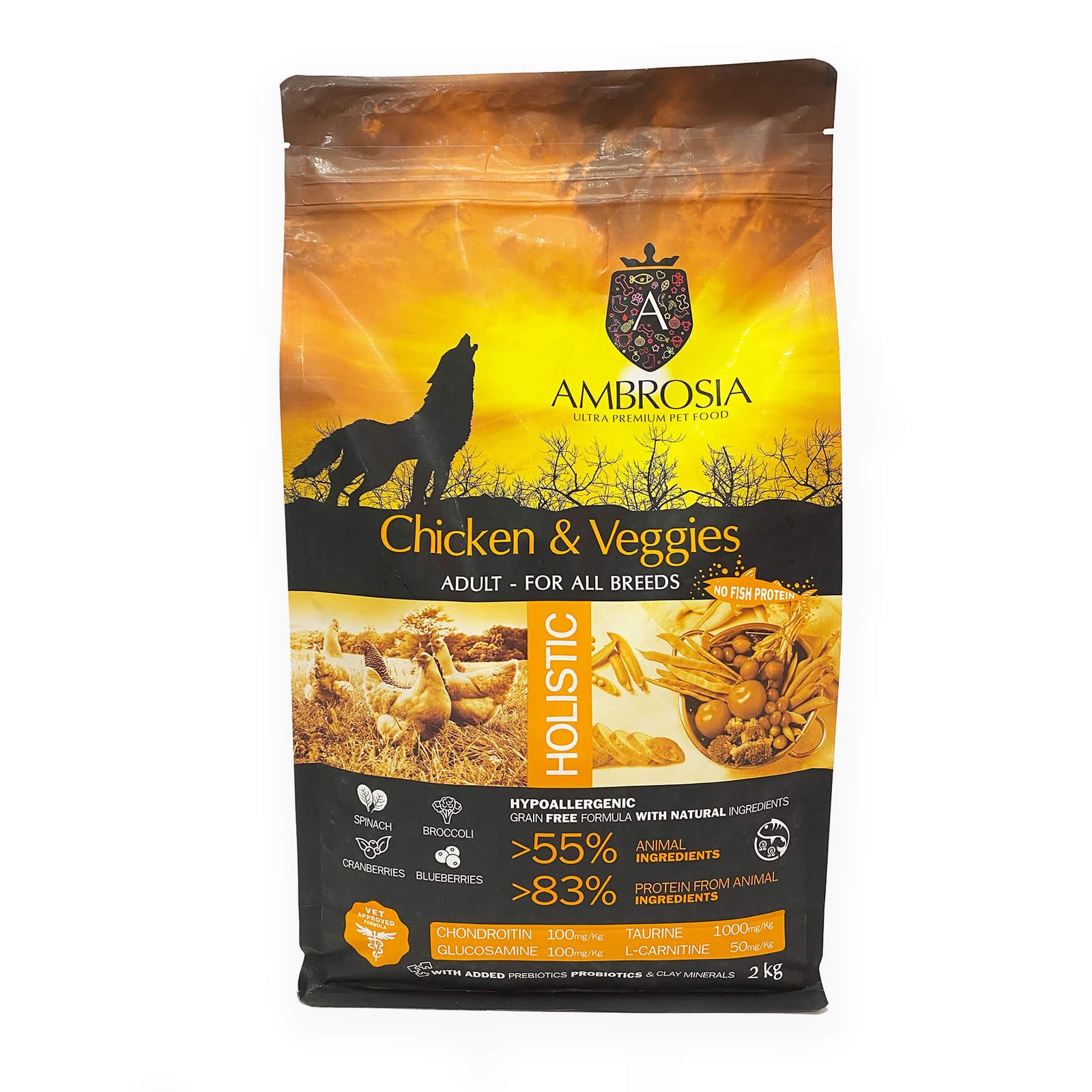 Pienso Ambrosia Adult Pollo y Verduras. 2kg